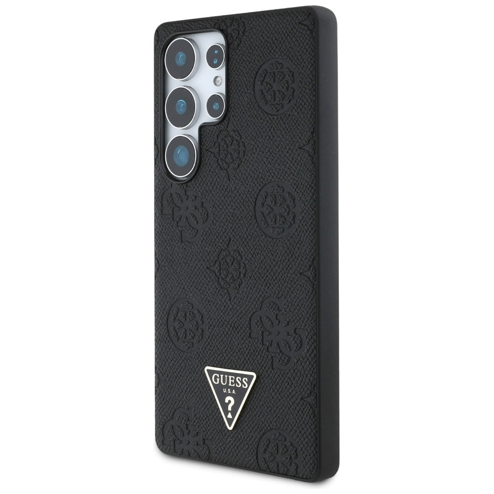 MagSafe Case for Samsung Galaxy S25 Ultra S938, Guess, Peony Grained Hot Stamp Triangle, Black
