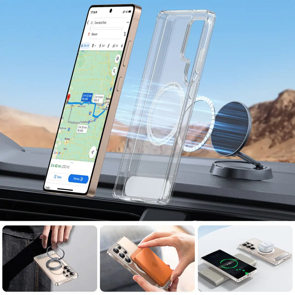 MagSafe Case for Samsung Galaxy S25 Ultra S938, Torras, Pstand, Transparent