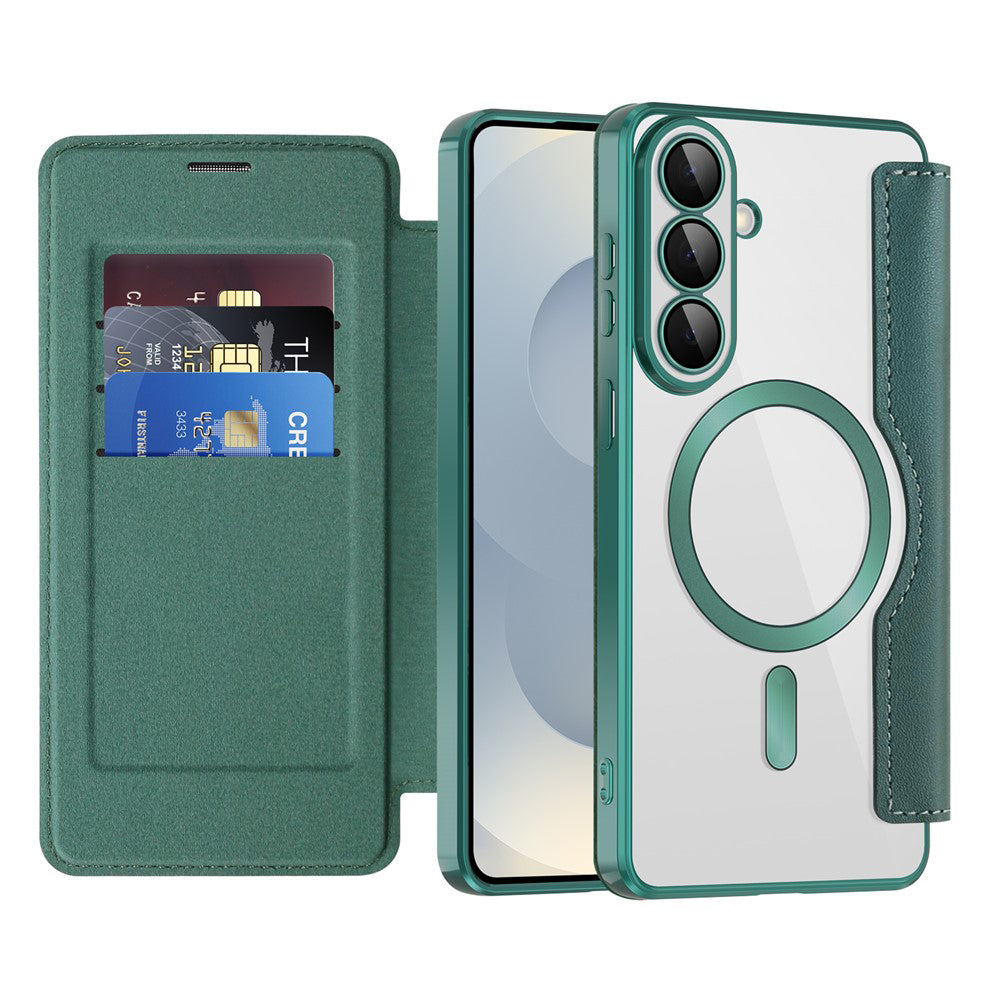 MagSafe Case for Samsung Galaxy S26 Plus, Techsuit, SmartMag Book, Green
