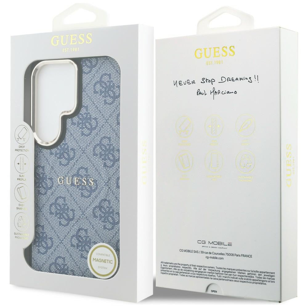 MagSafe Case for Samsung Galaxy S26 Ultra S948, Guess, 4G Embossed Ring, Blue