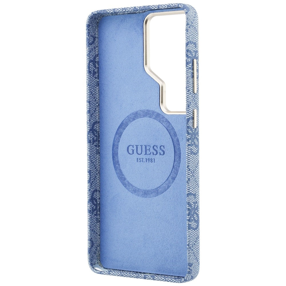 MagSafe Case for Samsung Galaxy S26 Ultra S948, Guess, 4G Script Logo, Blue