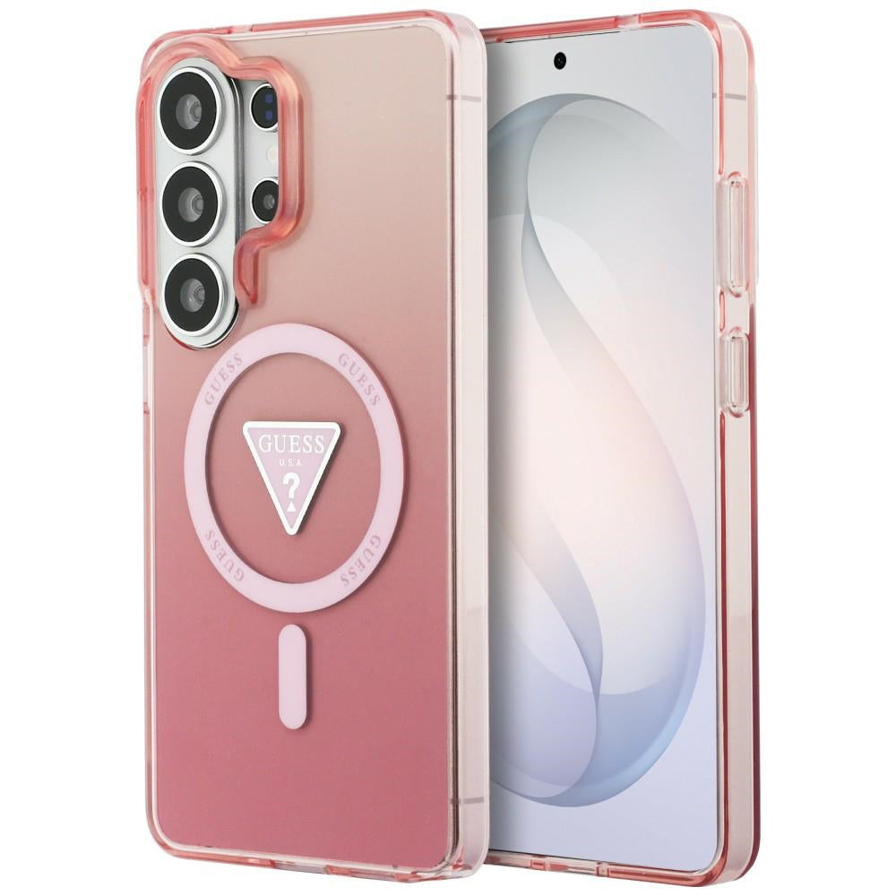 MagSafe Case for Samsung Galaxy S26 Ultra S948, Guess, IML Gradient Triangle Logo, Pink