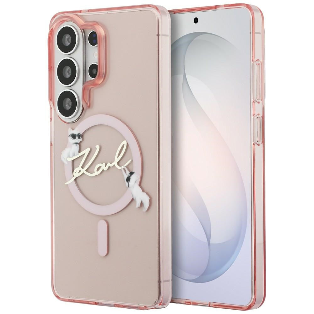 MagSafe Case for Samsung Galaxy S26 Ultra S948, Karl Lagerfeld, IML Choupette Karl Script Logo, Pink