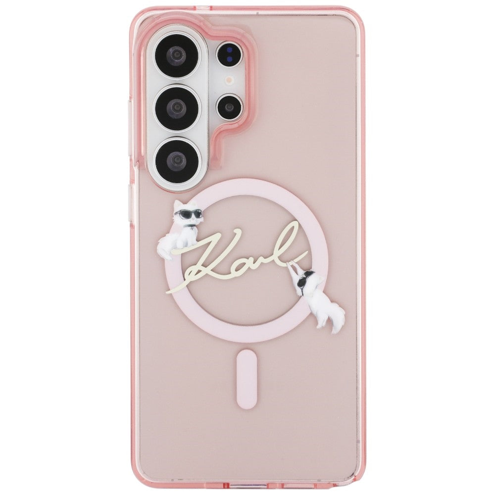 MagSafe Case for Samsung Galaxy S26 Ultra S948, Karl Lagerfeld, IML Choupette Karl Script Logo, Pink