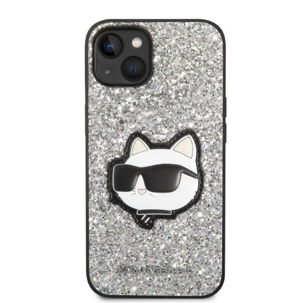 Case for Apple iPhone 14, Karl Lagerfeld, Glitter Choupette Patch, Silver