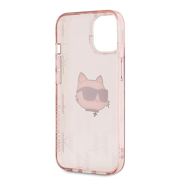 Case for Apple iPhone 14, Karl Lagerfeld, IML Luxury Monogram Choupette's Head, Pink