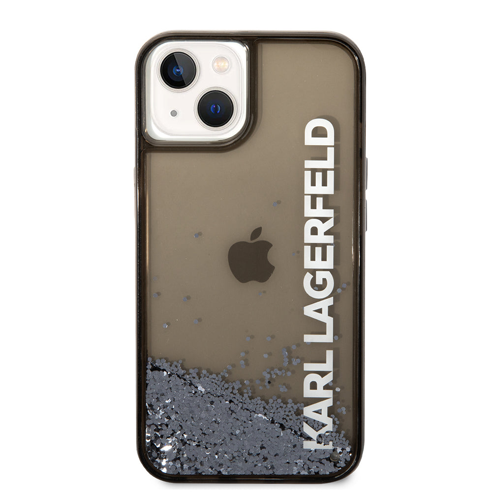 Case for Apple iPhone 14, Karl Lagerfeld, Liquid Glitter KL Logo, Black