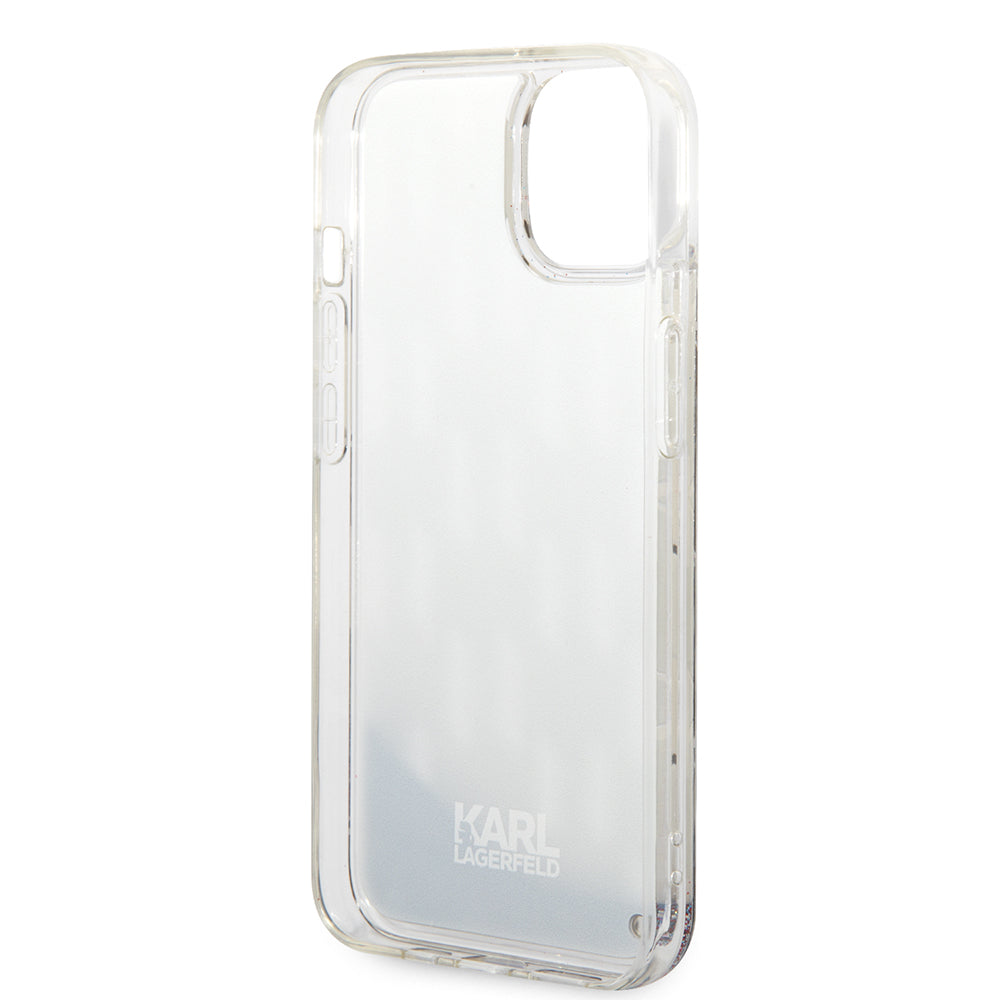 Case for Apple iPhone 14, Karl Lagerfeld, Liquid Glitter Monogram, Silver