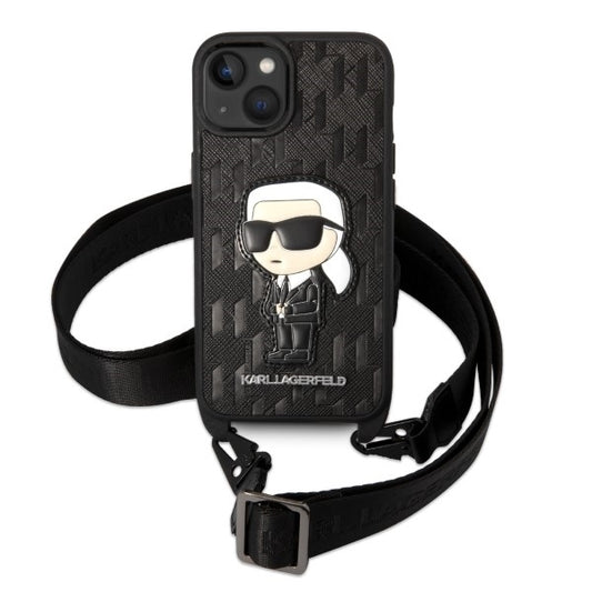 Case for Apple iPhone 14 Plus, Karl Lagerfeld, Monogram Ikonik Karl, White