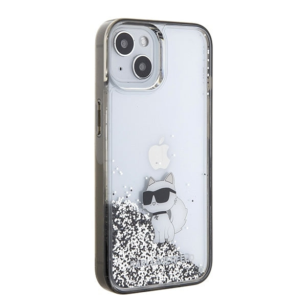 Case for Apple iPhone 15 / 14 / 13, Karl Lagerfeld, Liquid Glitter Choupette, Transparent