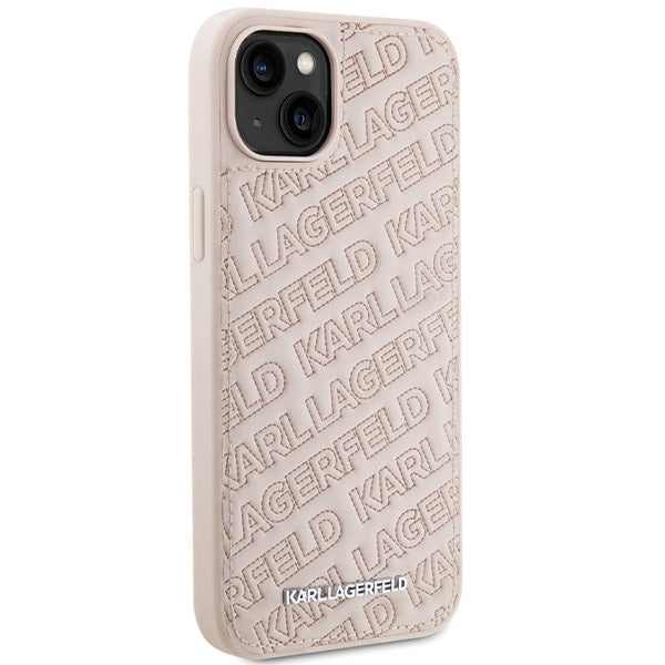 Case for Apple iPhone 15, Karl Lagerfeld, Diagonal Quilted K Pattern, Pink