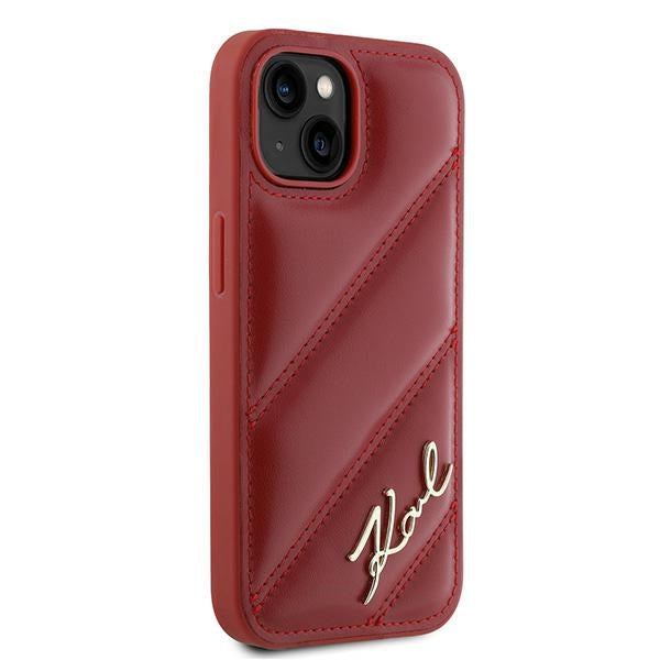 Case for Apple iPhone 15, Karl Lagerfeld, Diagonal Quilted Script, Rosie