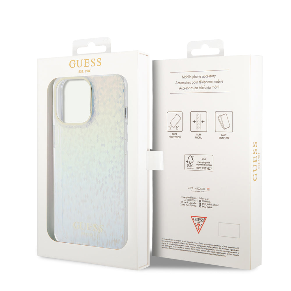 Case for Apple iPhone 15 Pro, Guess, IML Faceted Mirror Disco Iridescent, Multicolor