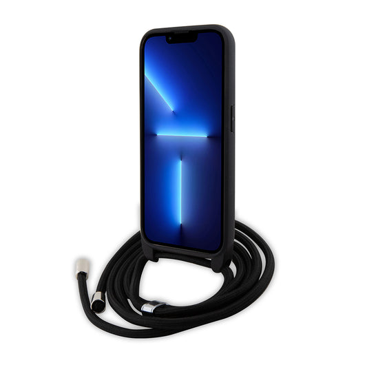 Case for Apple iPhone 15 Pro, Karl Lagerfeld, Saffiano Crossbody Monogram Metal Pin Karl, Black