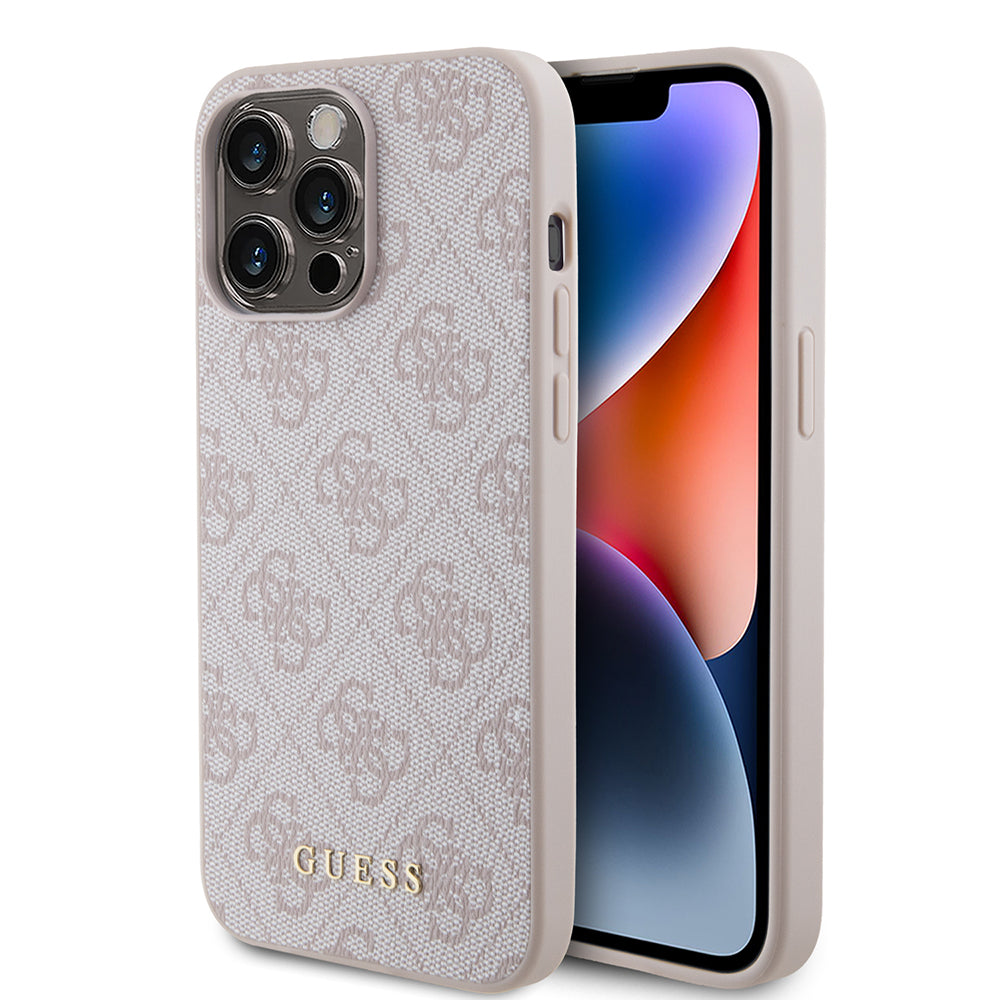 Case for Apple iPhone 15 Pro Max, Guess, 4G Metal Gold Logo, Pink