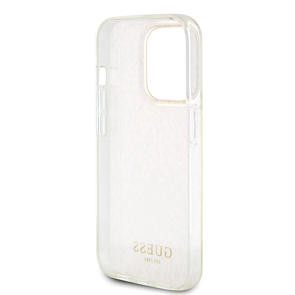 Case for Apple iPhone 15 Pro Max, Guess, IML Faceted Mirror Disco Iridescent, Pink