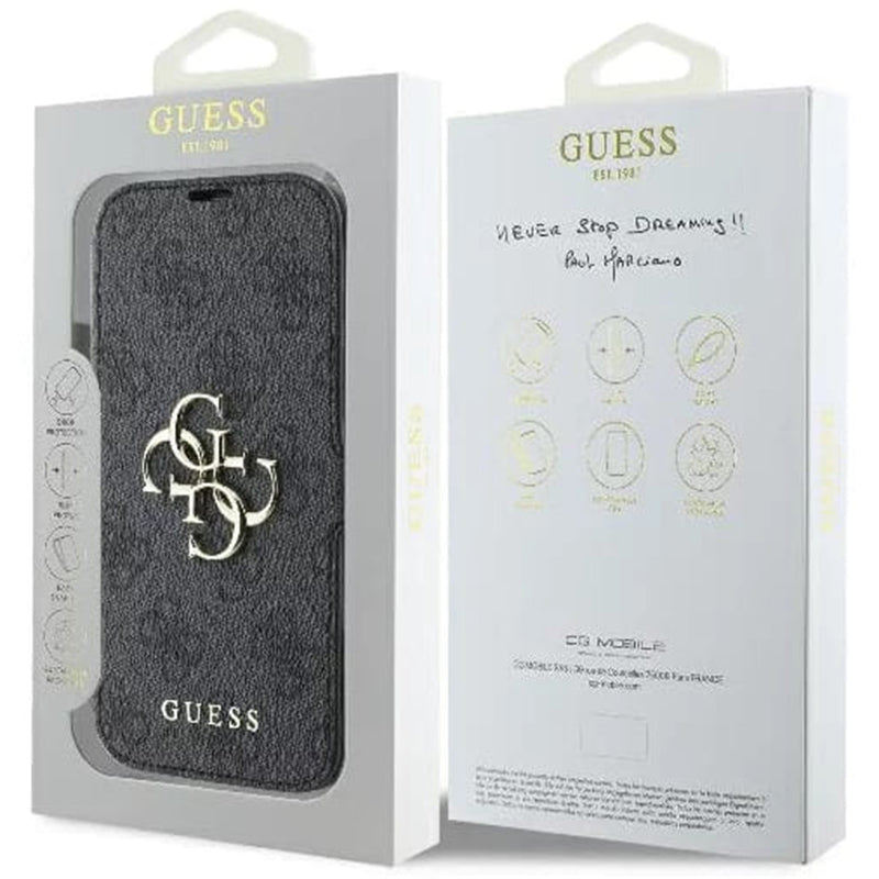 Case for Apple iPhone 16, Guess, 4G Book, Black