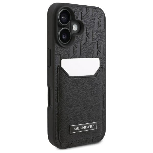 Case for Apple iPhone 16, Karl Lagerfeld, Cardslots Monogram, Black