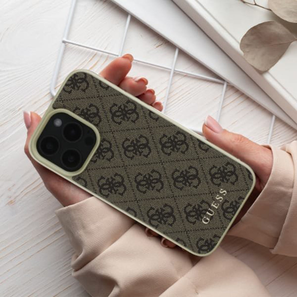 Case for Apple iPhone 16 Pro, Guess, 4G Charm, Brown
