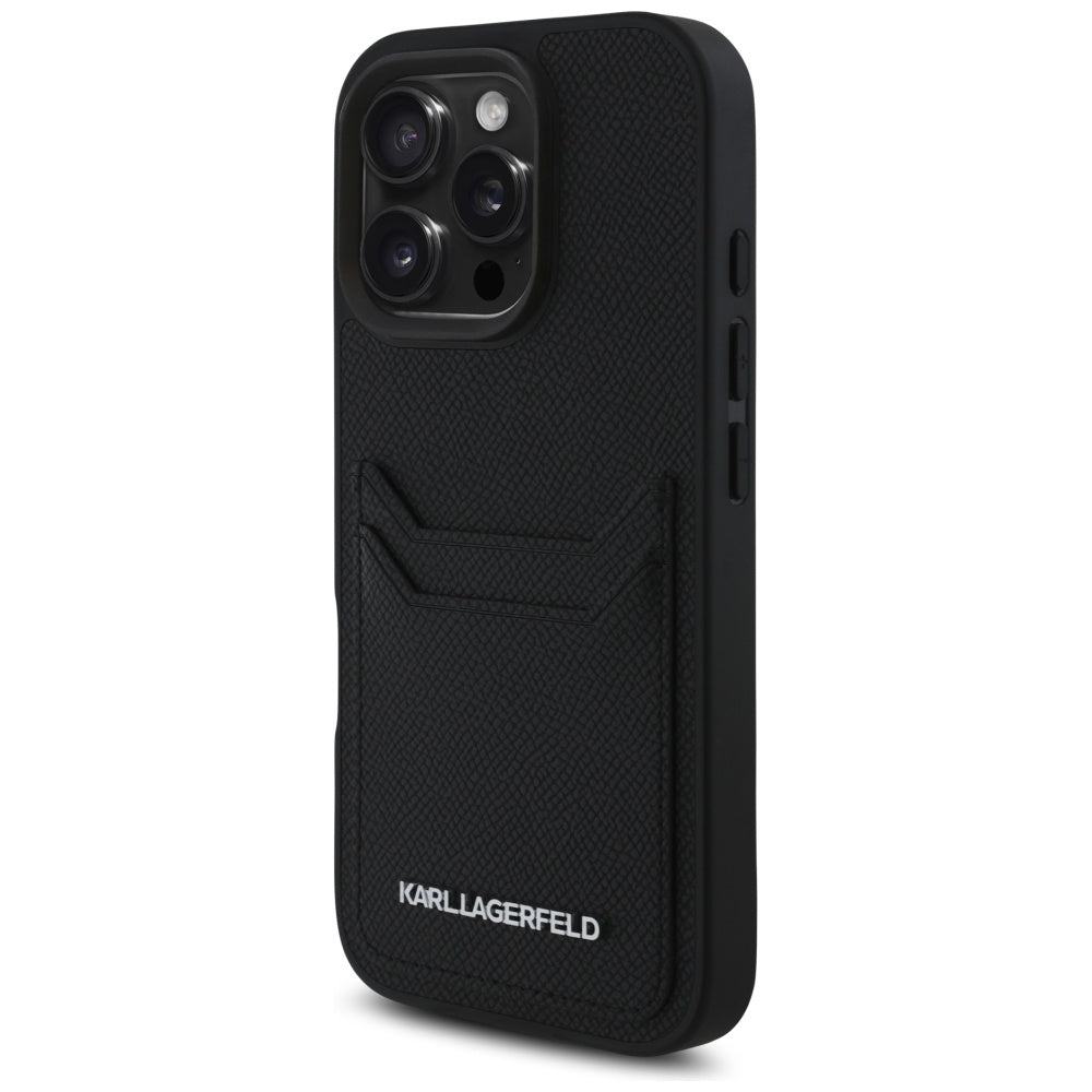 Case for Apple iPhone 16 Pro, Karl Lagerfeld, Grained Cardslots, Black