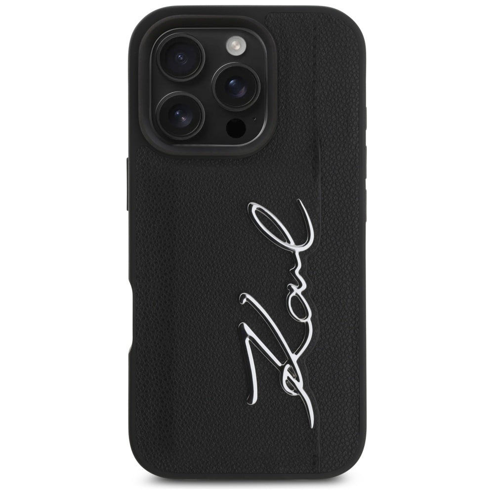 Case for Apple iPhone 16 Pro, Karl Lagerfeld, Metal Signature, Black