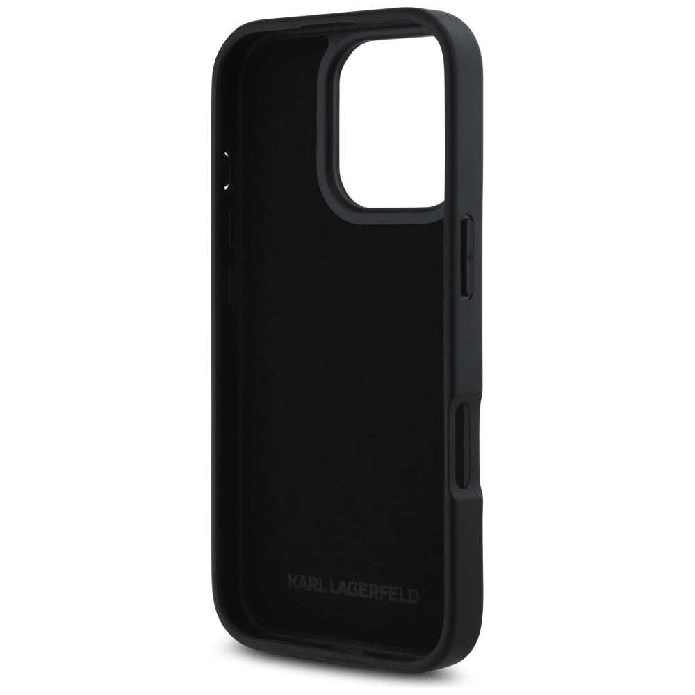 Case for Apple iPhone 16 Pro, Karl Lagerfeld, Metal Signature, Black