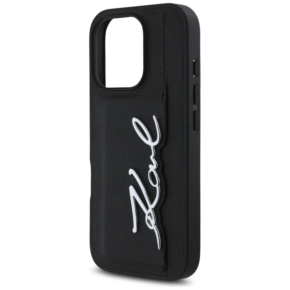 Case for Apple iPhone 16 Pro, Karl Lagerfeld, Metal Signature, Black