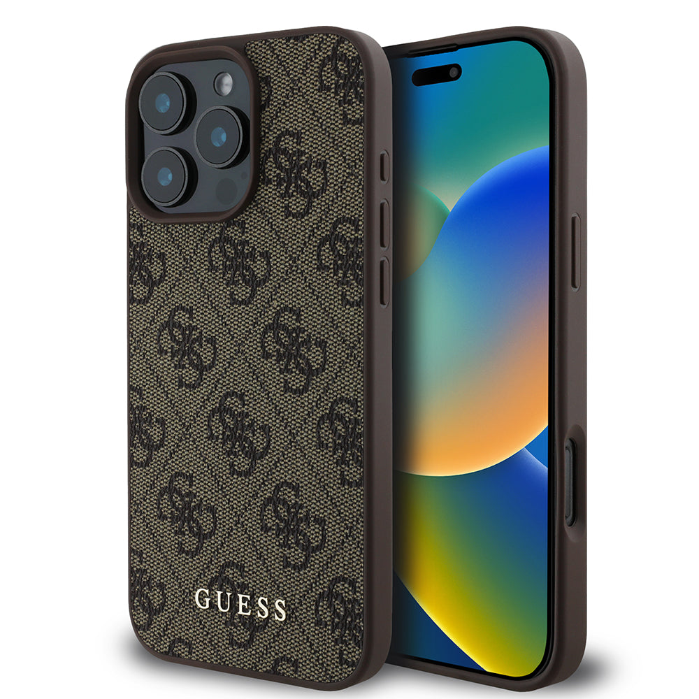 Case for Apple iPhone 16 Pro Max, Guess, 4G Classic, Brown