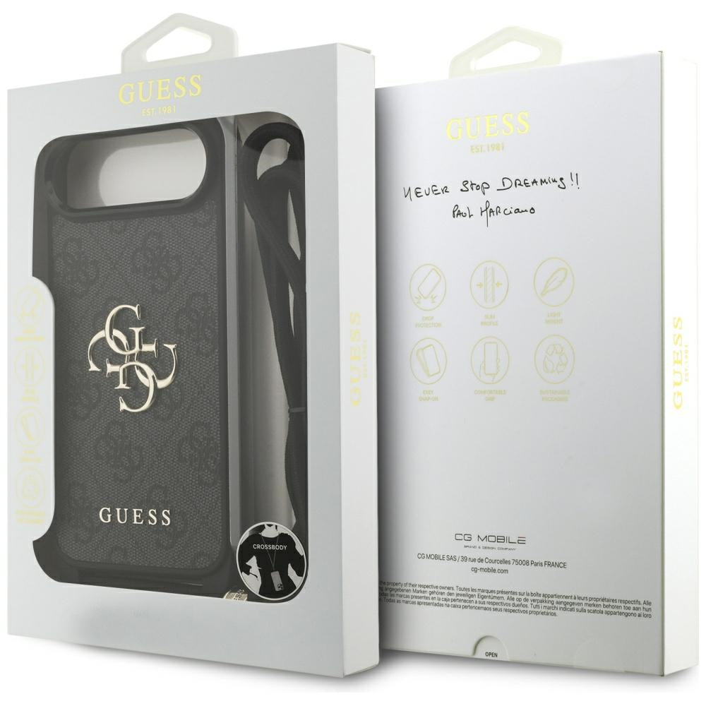 Case for Apple iPhone 17 Air, Guess, Crossbody Cord 4G Big Logo, Black