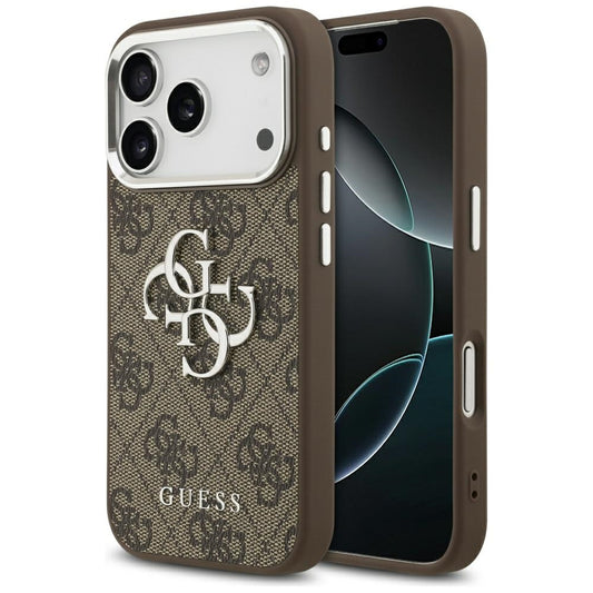 Case for Apple iPhone 17 Pro, Guess, Big 4G Logo Classic, Silver Brown