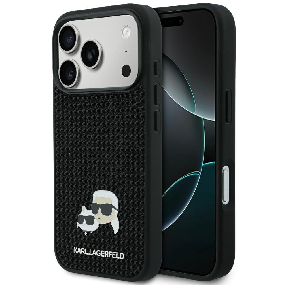 Case for Apple iPhone 17 Pro, Karl Lagerfeld, Rhinestone Karl & Choupette Pins, Black
