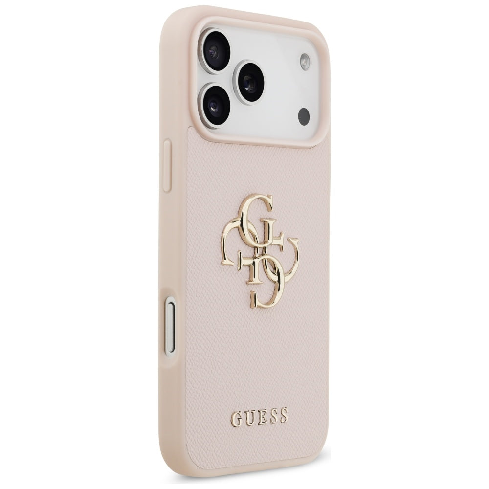 Case for Apple iPhone 17 Pro Max, Guess, 4G Grained Big and Classic Logo, Pink