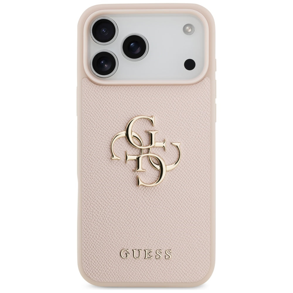 Case for Apple iPhone 17 Pro Max, Guess, 4G Grained Big and Classic Logo, Pink