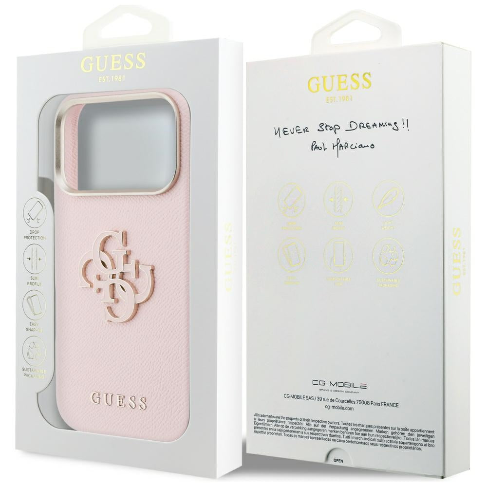 Case for Apple iPhone 17 Pro, Guess, Resin Logo, Pink