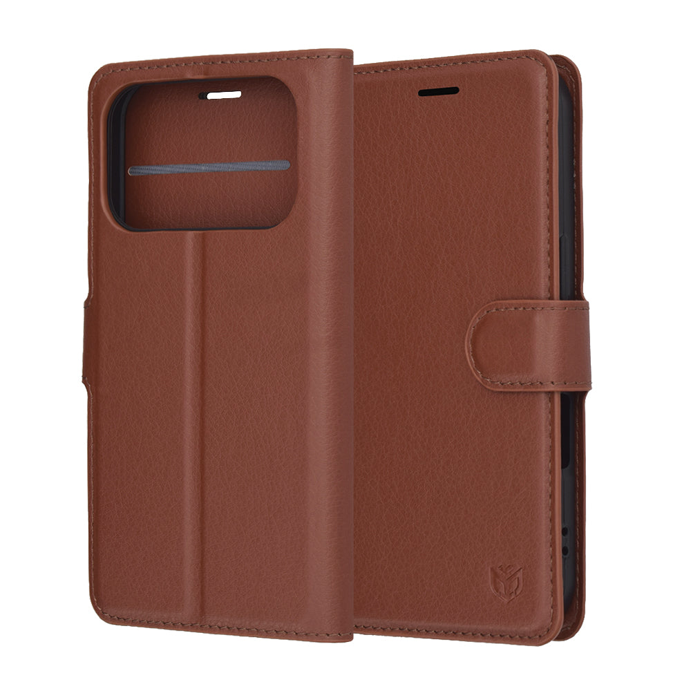 Case for Apple iPhone 17 Pro Max, Techsuit, Leather Folio, Brown