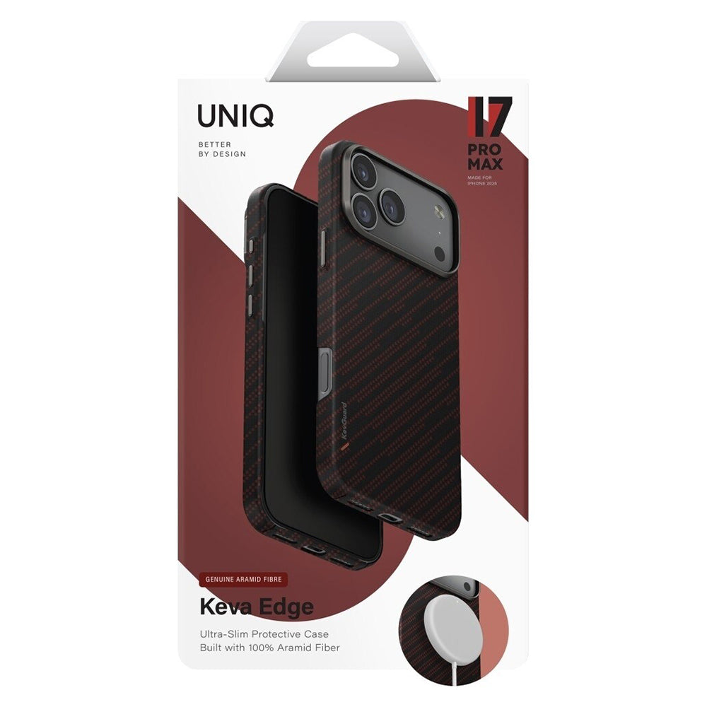 MagSafe Case for Apple iPhone 17 Pro Max, UNIQ, Keva MagClick, Black Red