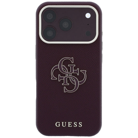 Case for Apple iPhone 18 Pro Max / 17 Pro Max, Guess, Grained Big Resin Logo, Burgundy