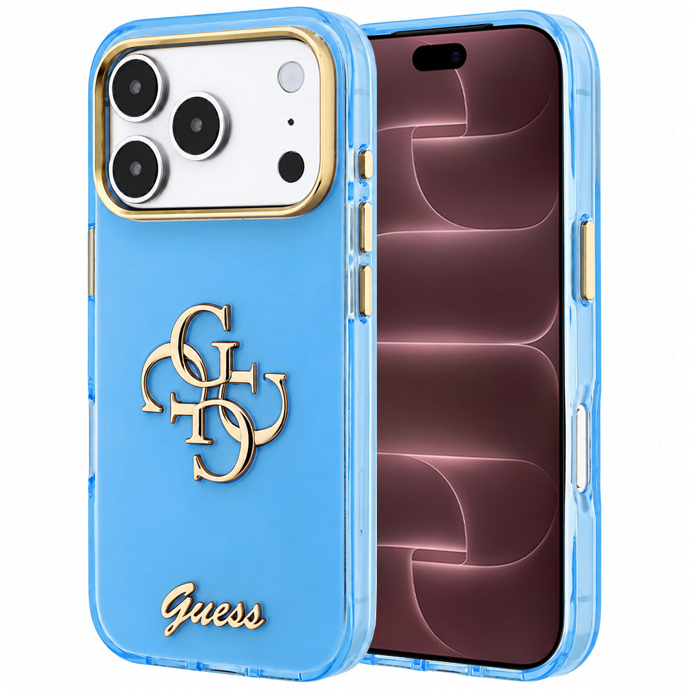 Case for Apple iPhone 18 Pro Max / 17 Pro Max, Guess, IML 4G Metal Script, Blue