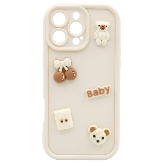 Case for Apple iPhone 12, OEM, Ultra Trendy 3D Bear, Beige