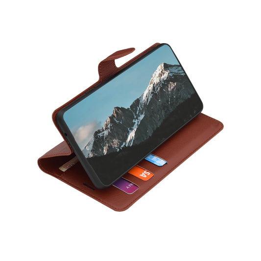 Case for Realme 16, Techsuit, Leather Folio, Brown