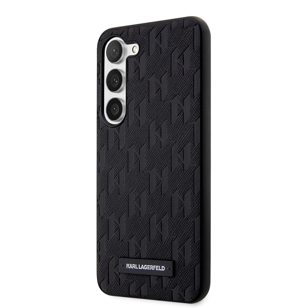Case for Samsung Galaxy S23 S911, Karl Lagerfeld, Saffiano Monogram Metal Logo, Black