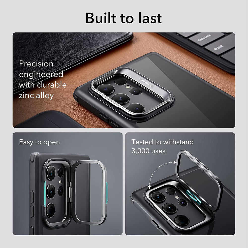 Case for Samsung Galaxy S23 Ultra S918, ESR, Shock Armor Kickstand, Black Transparent