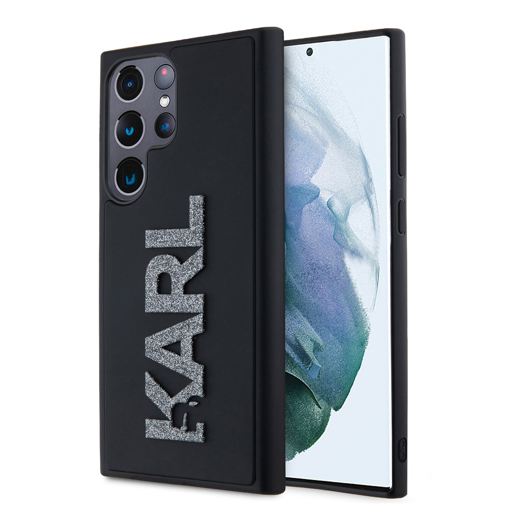 Case for Samsung Galaxy S23 Ultra S918, Karl Lagerfeld, 3D Rubber Glitter Logo, Black