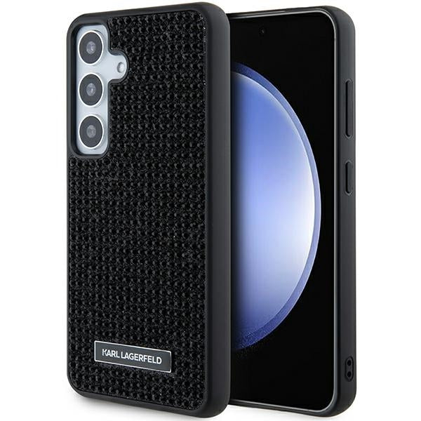 Case for Samsung Galaxy S24 S921, Karl Lagerfeld, Rhinestone Metal Plate, Black