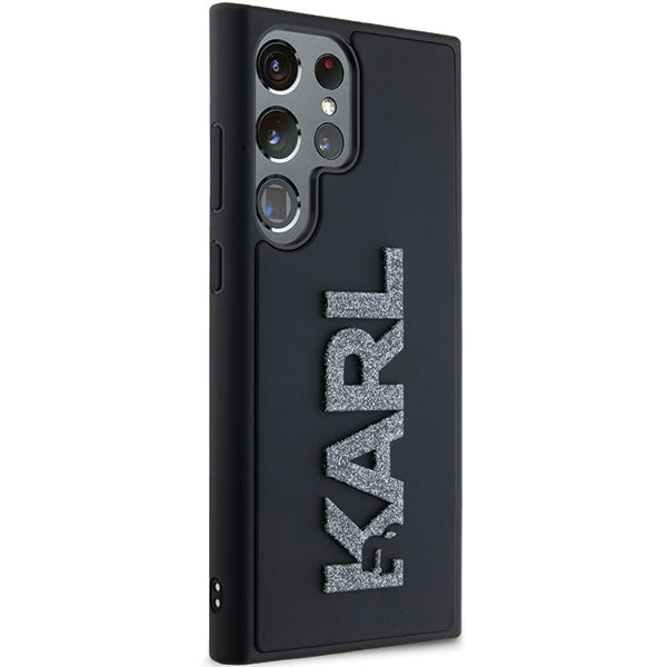 Case for Samsung Galaxy S24 Ultra S928, Karl Lagerfeld, 3D Rubber Glitter Logo, Black