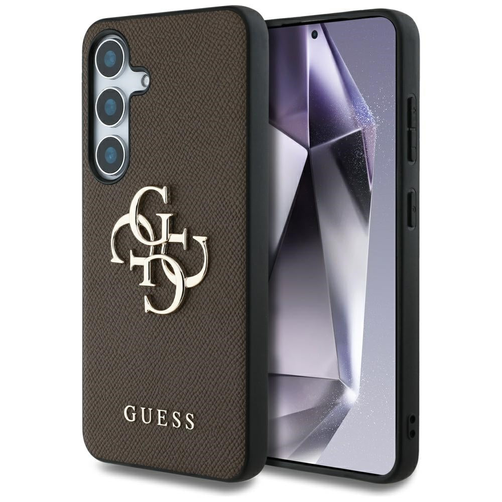 Case for Samsung Galaxy S25+ S936, Guess, 4G Grained Big and Classic Logo, Brown
