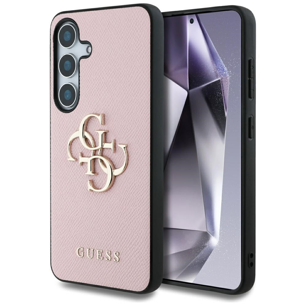 Case for Samsung Galaxy S25+ S936, Guess, 4G Grained Big and Classic Logo, Pink