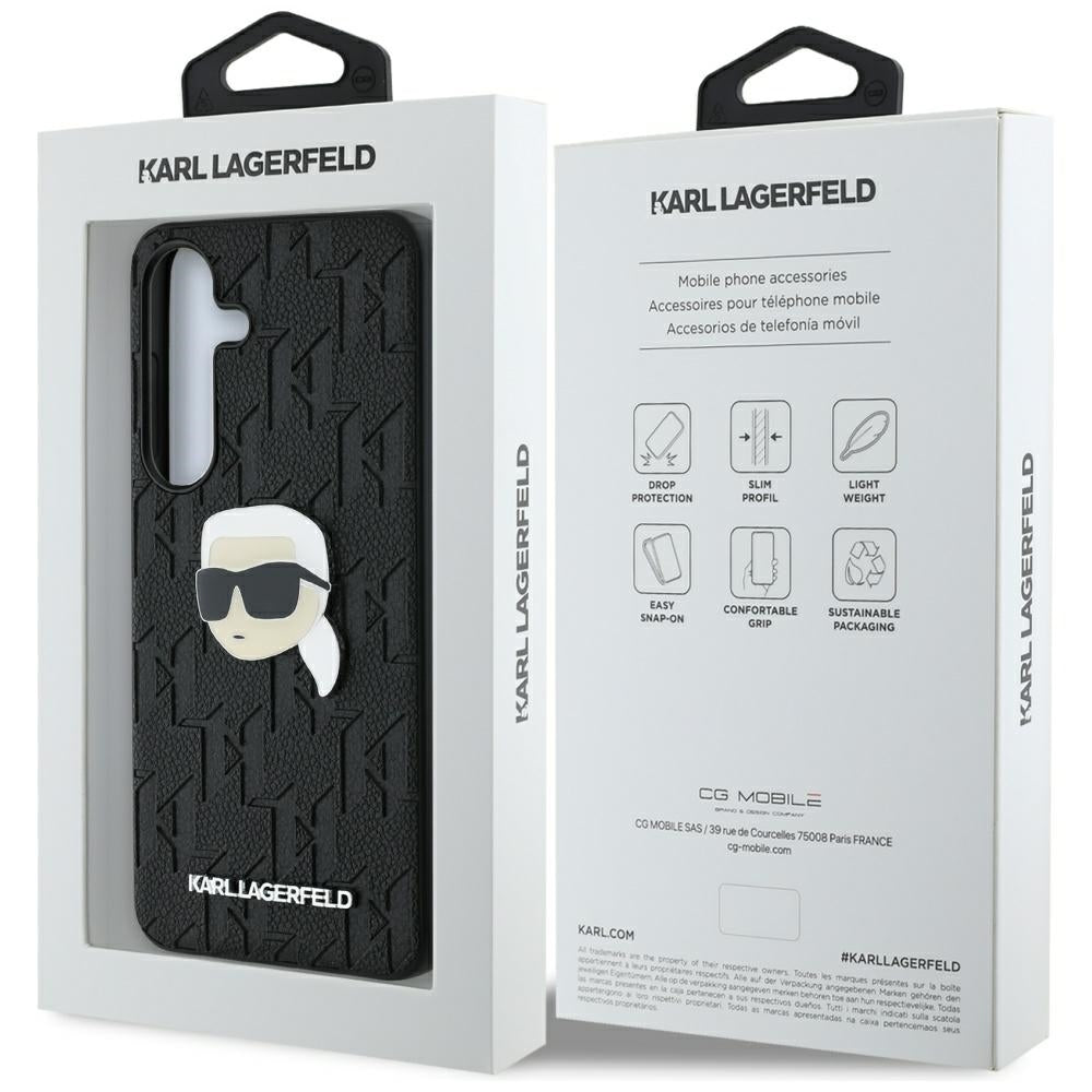 Case for Samsung Galaxy S25 S931, Karl Lagerfeld, Monogram Karl's Head, Black