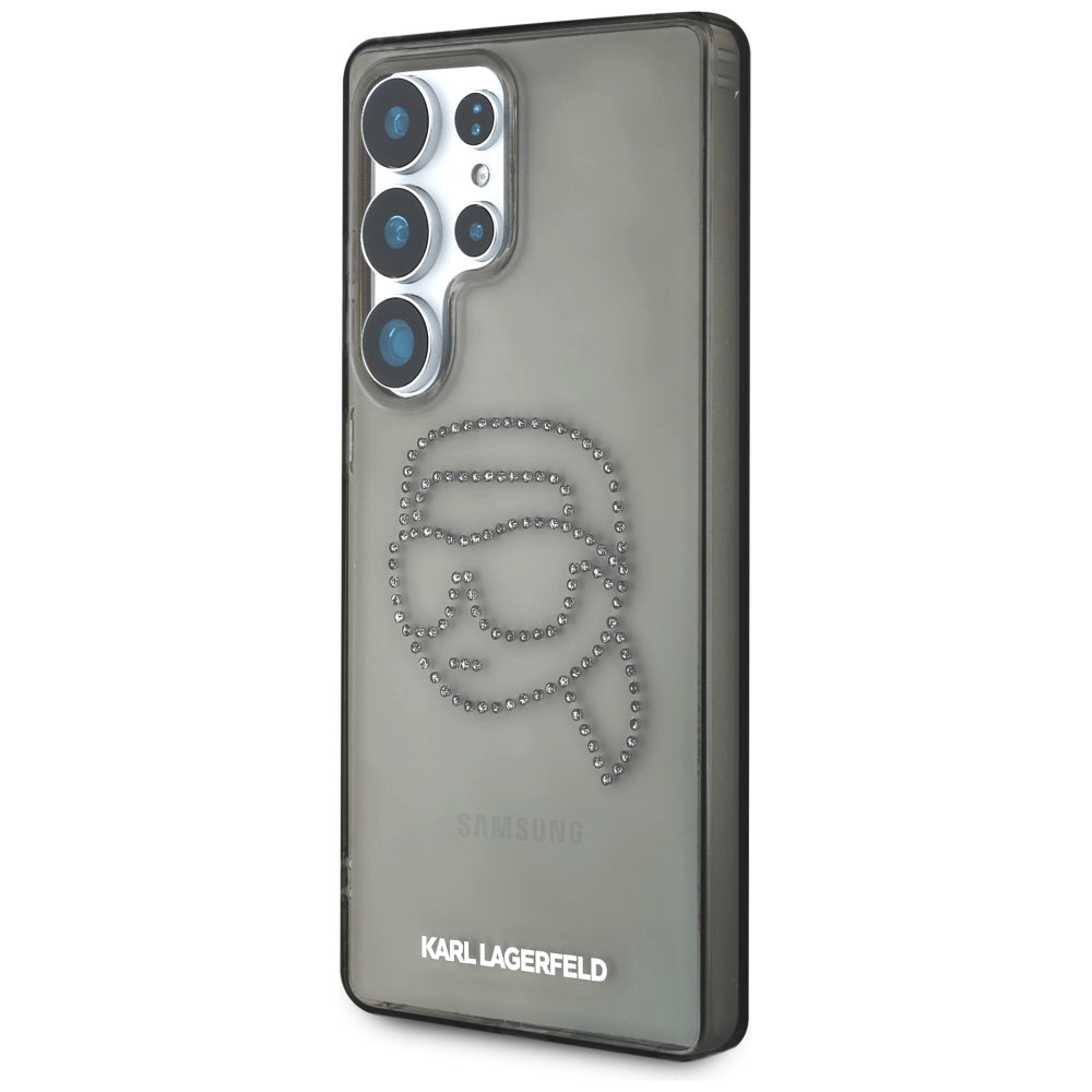 Case for Samsung Galaxy S25 Ultra S938, Karl Lagerfeld, IML Rhinestones Karl's Head, Black