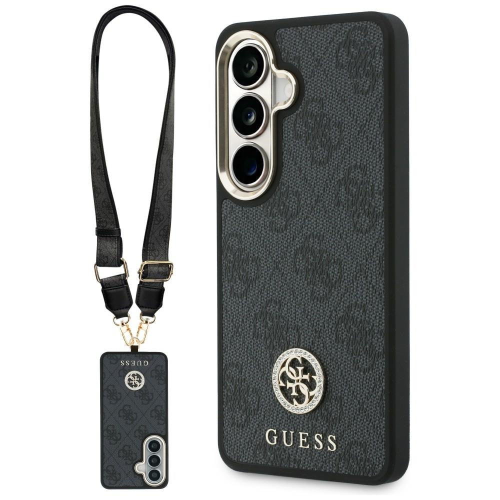 Case for Samsung Galaxy S26 S942, GUESS, 4G Big Rhinestone Triangle Strap, Black